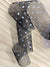 Black/Silver Glitter Spot Ribbon - 50mm wide