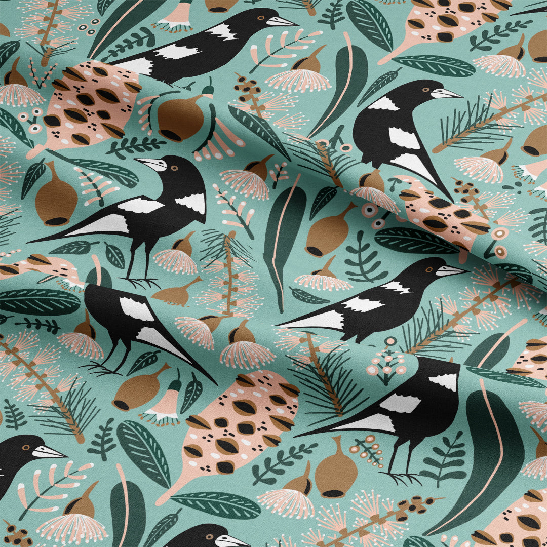 Magpies and Banksias - Pre-Order– The Telarie Fabrics & Haberdashery