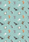 Small Things Cats - Turquoise Blue - Quilting Cotton